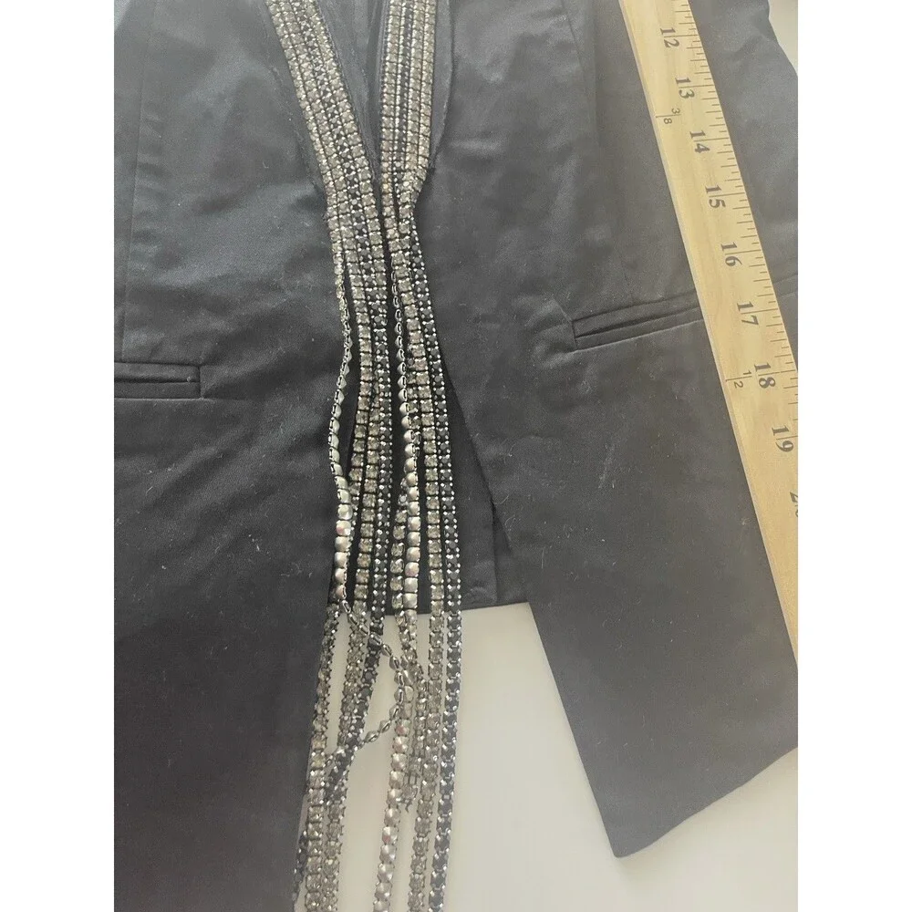 Rock & Republic Black Jacket Blazer Rhinestone Sz 2 Moto Party Rock Y2K Goth